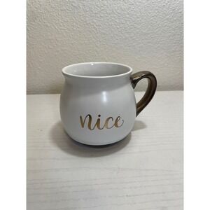 Threshold XMAS White Mug Naughty Nice Gold Handle Metallic Accent Coffee Tea Cup